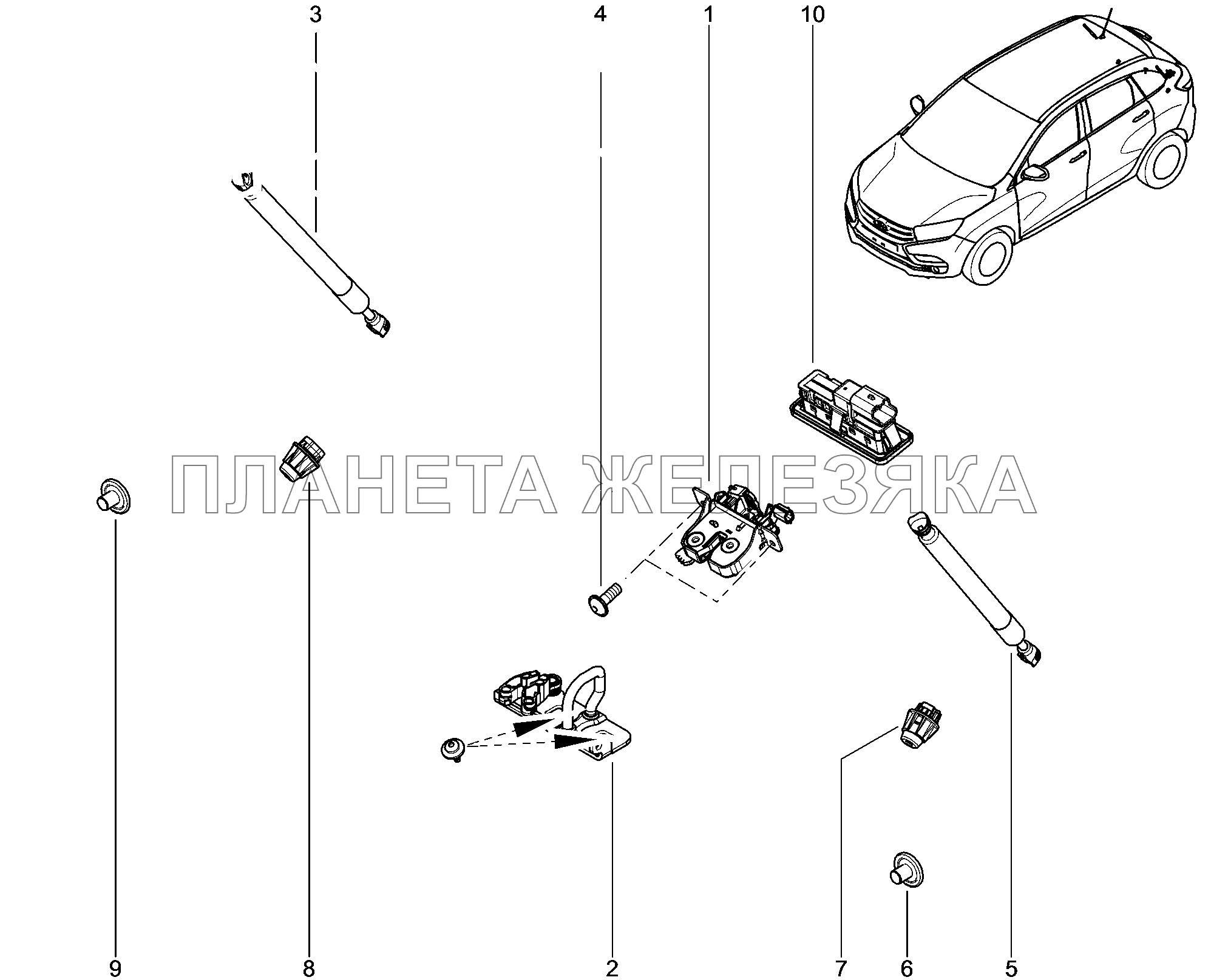 522010. Открытия багажника Lada Xray